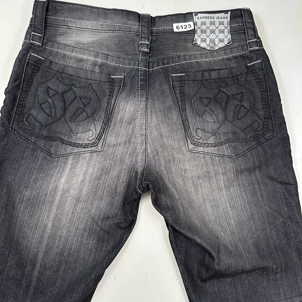Y2K Express Rocco Jeans Mens‎ 32x32 Black Slim Fit Straight Leg Hip-hop Skate